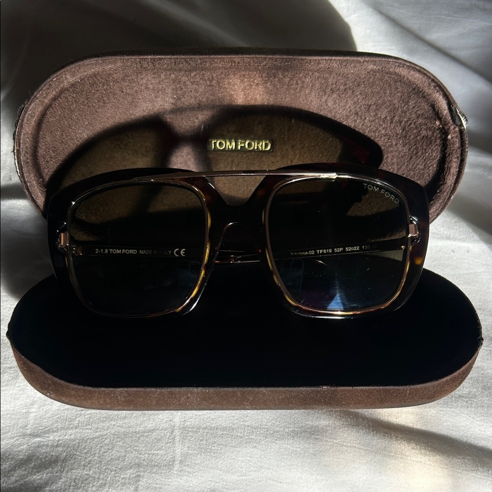 Tom Ford Black Frame Sunglasses with Gold Trim